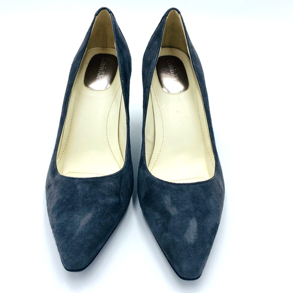 Calvin Klein Dolly Pointed Toe Suede Pumps Women's Size 5.5 M - Gray E3683 - Picture 6 of 10